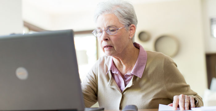senior woman using computer